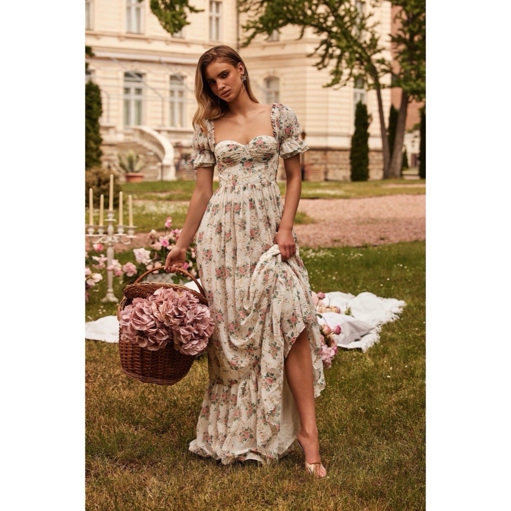 Alamour The Label Calida Maxi Dress Floral Embroidered